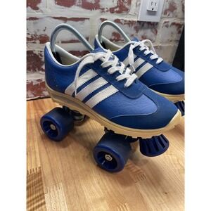 Vintage Nash Blue White 3 Stripe Roller Skates Rare Retro Track Womens Size 7